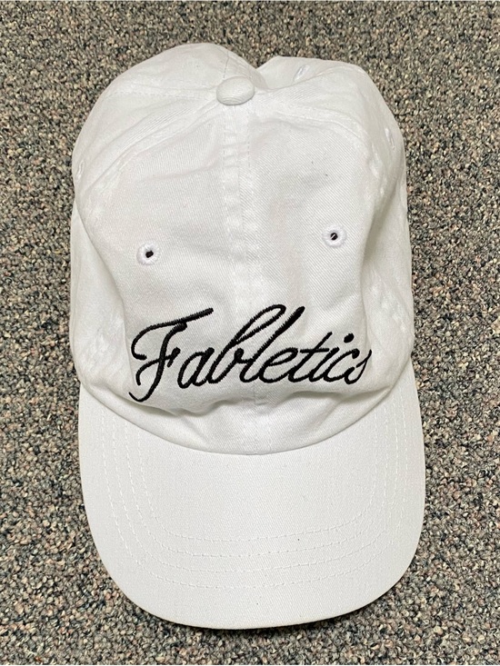 Fabletics Other - Fabletics The Dad Hat White Cap with Black Script Logo and Adjustable Strap OS